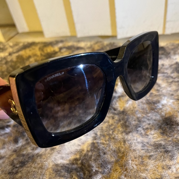 CHANEL Acetate Rectangle Sunglasses 5435-A Black!